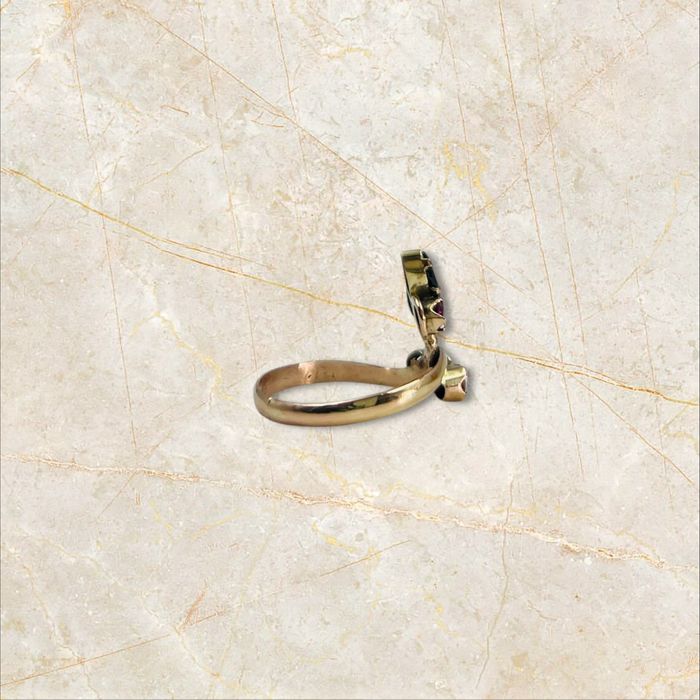 Златен пръстен 14к с ярък ДИАМАНТ 0.25ct, сапфир и рубин