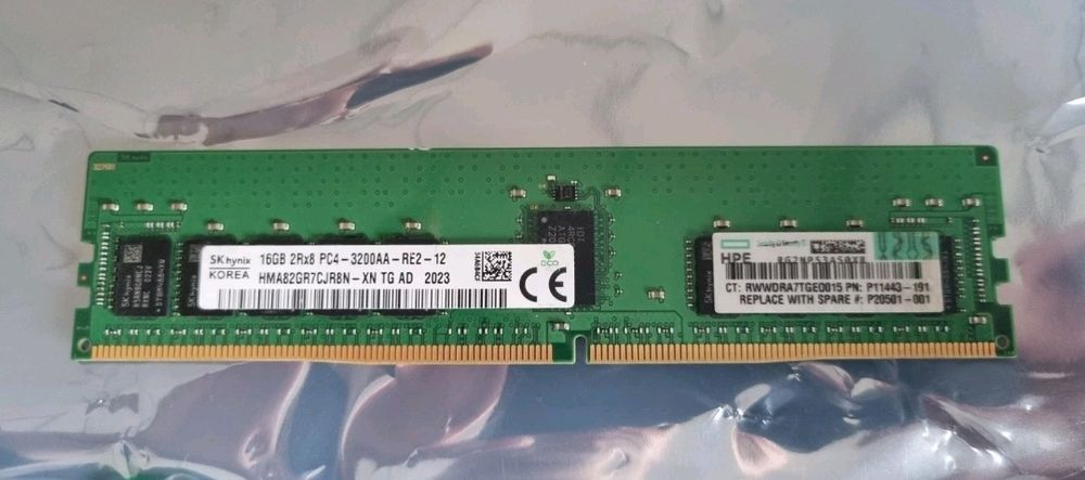 16GB 2Rx8 SK Hynix DDR4-3200AA ECC Reg RAM Model:HMA82GR7CJR8N-XN