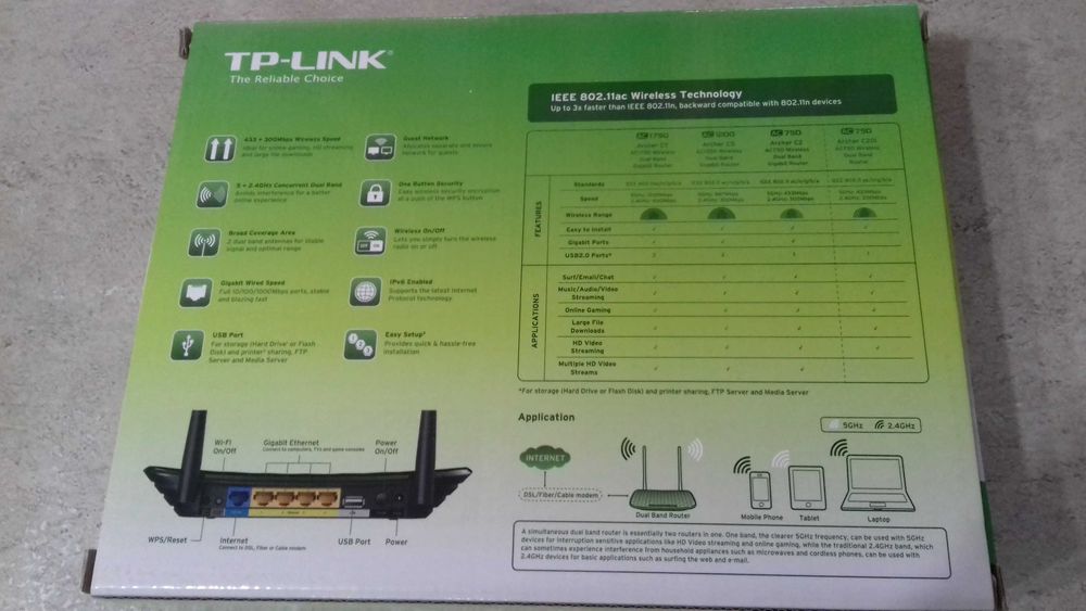 Router TP-LINK ArcherC2 AC750 Dual Band wi-fi 2.5Ghz+5Ghz modem laptop