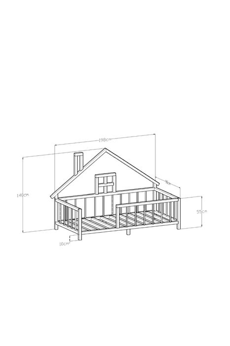Монтесори легло тип "къщичка" с декоративен комин 100% MDF