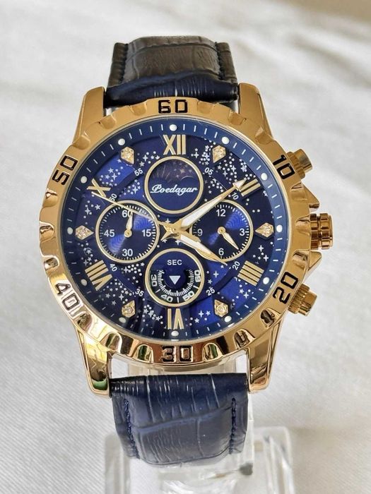 Мъжки часовник POEDAGAR – кварцов, хронограф, водоустойчив златист син