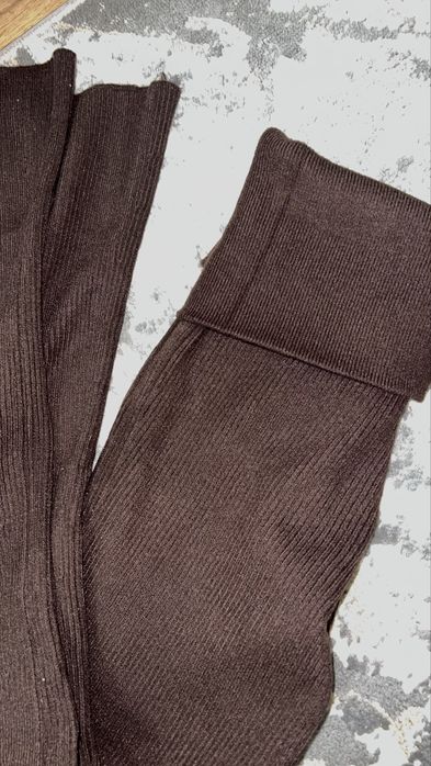 модные лосины клёш в коричнивом цвете