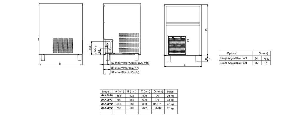Masina de facut gheata / 32 kg - 24h / Cuburi 18g / NOU