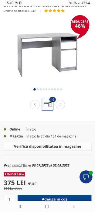 Masa de birou gri si scaun