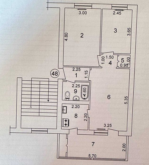 Продается Ялангач Локомотив парк 3 комнатная 2х6 Балкон №Ш617