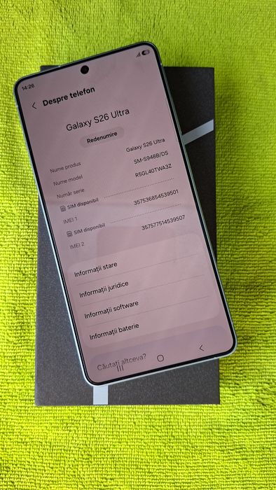 Vând/Schimb Samsung S26 Ultra 5g 512g Blue Garanție Orange Ca Nou Dual Sim Fulbox Liber