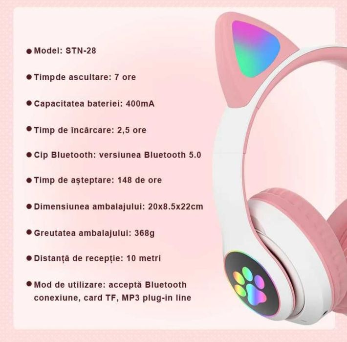 Căști wifi cu lumini pt copii
