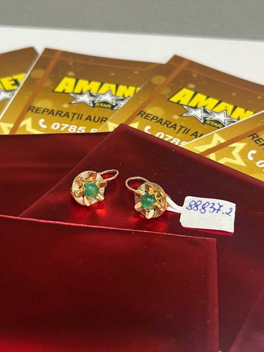 Cercei aur piatra verde 3.52gr 14k (cdc) StarAmanet