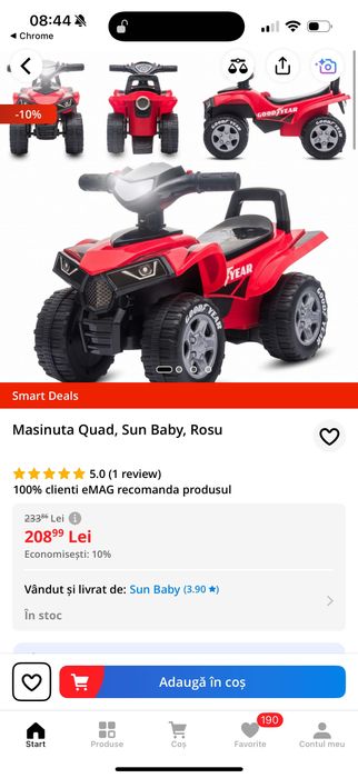 Masina pentru copii, Good Year, Plastic, 60x33x42 cm, Rosu/Negru