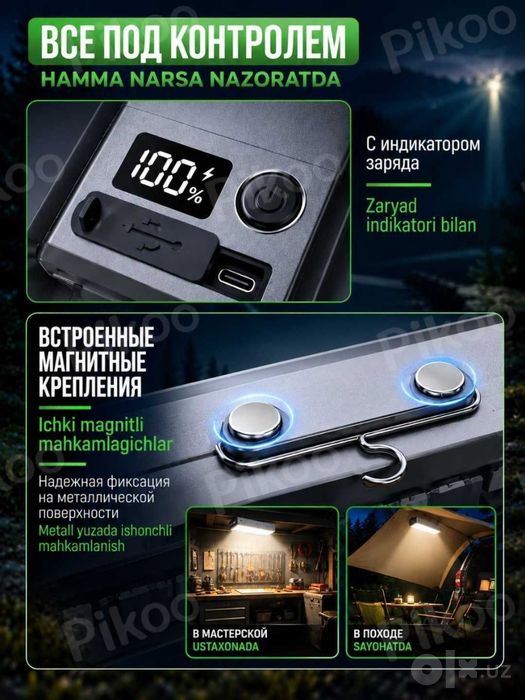 Аварийный прожектор 180 LED, 20000 мАч,  3 режима, магнит и крючок
