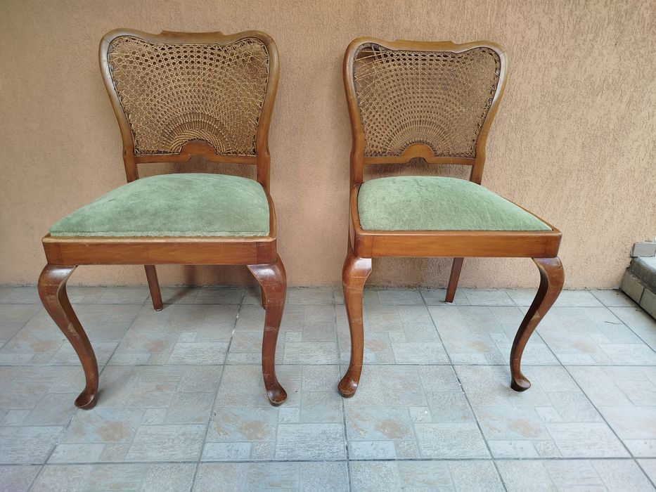 2 scaune lemn tapițat