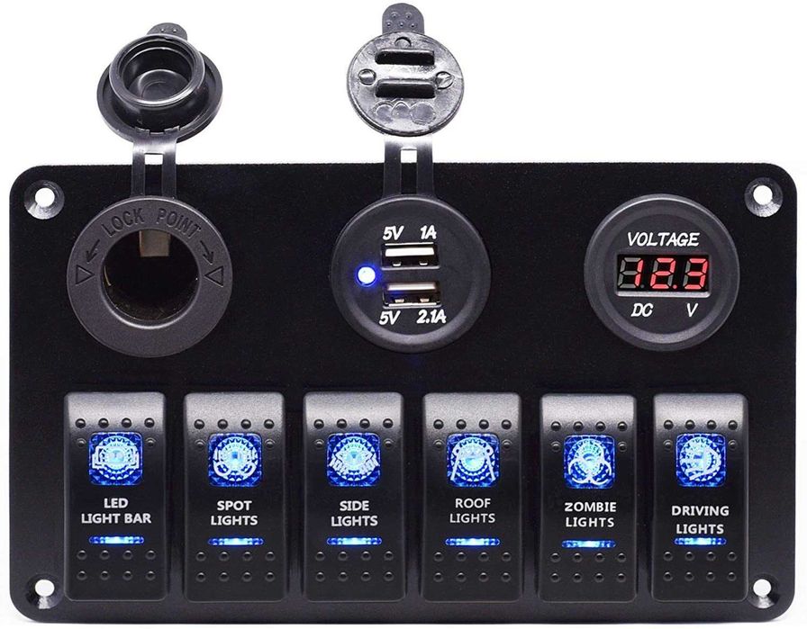 Panou intrerupatoare intrerupator voltmetru, usb, priza 12V Offroad