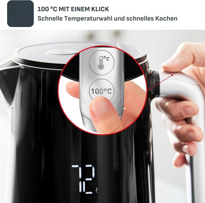 Tefal Smart'n Light 1L кана с избор на температура и функция за поддържане на топлината, цифрова кана с LED дисплей, бързо загряване,  1 ЛИТЪР