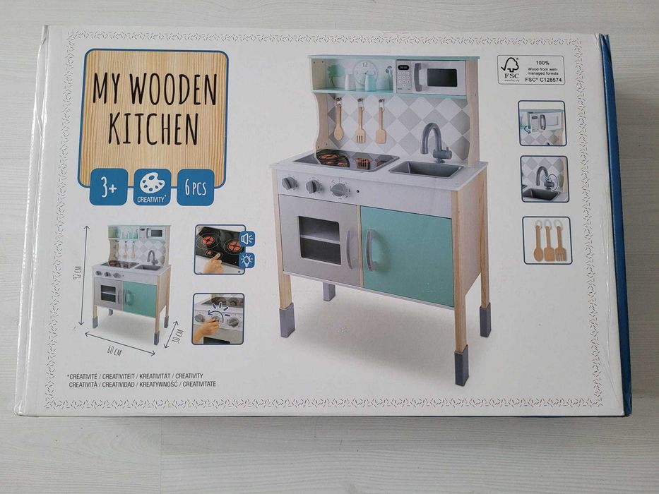Set bucatarie din lemn, 6 piese, Cuptor, Plita, Microunde, NOU 349 Lei