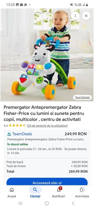 Vând premergător/antemergator Fisher Price cu activități