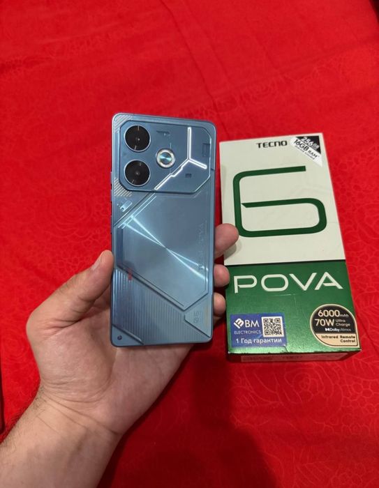 Tecno Pova 6 16/256GB Blue Igravoy Karobka Holati Ideal Batare 6000mAc