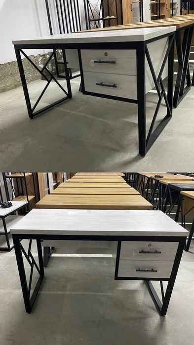 Продаётся стол для обучения или работы.  Стиль лофт с тумбочкой.