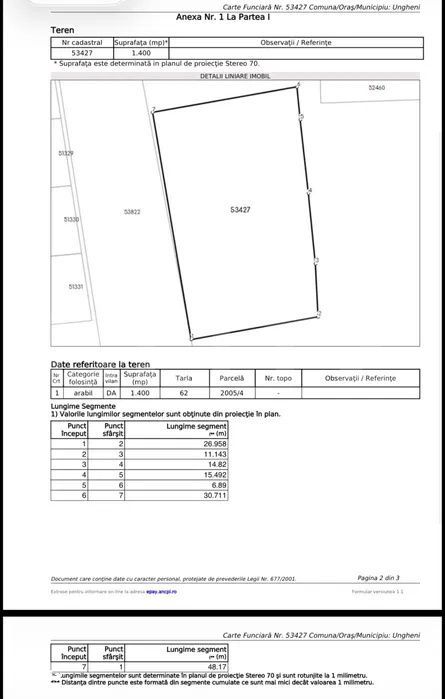 Teren intravilan, 1400 mp, front 48 m, zona Cerghid