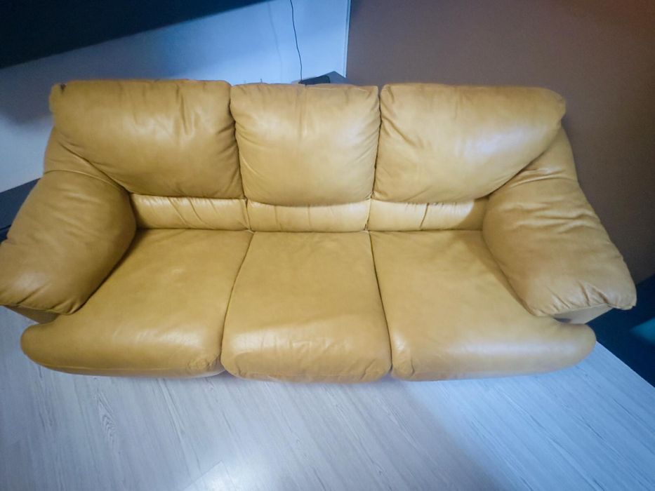 Canapea extensibilă din piele naturală – eleganță și funcționalitate.