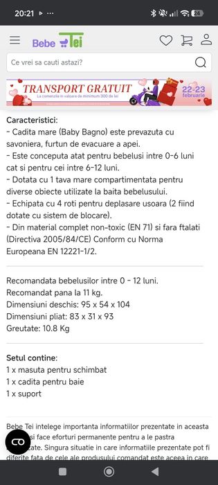 Cădiță cu masa de înfășat