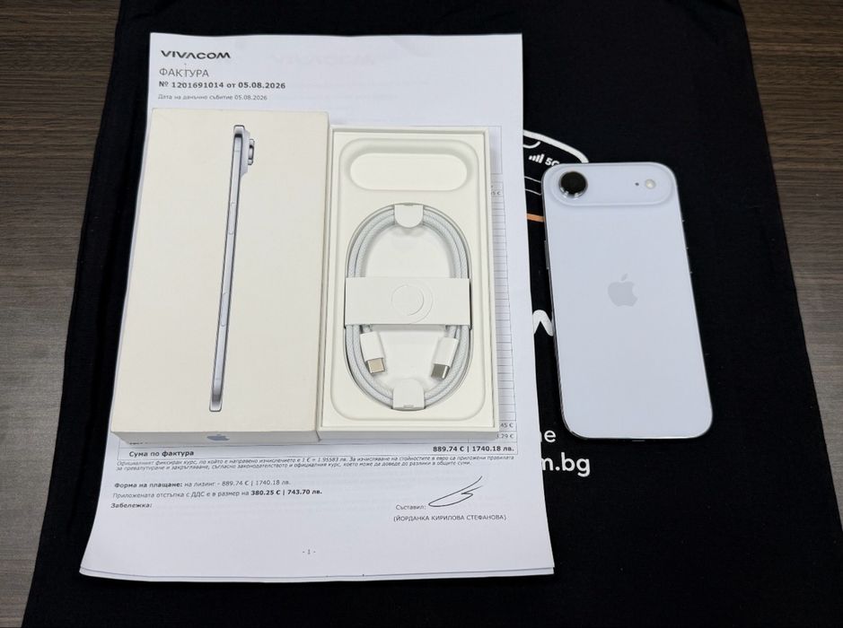 НЕАКТИВИРАН 512GB iPhone 17 Air Гаранция Vivacom 2028г. Blue
