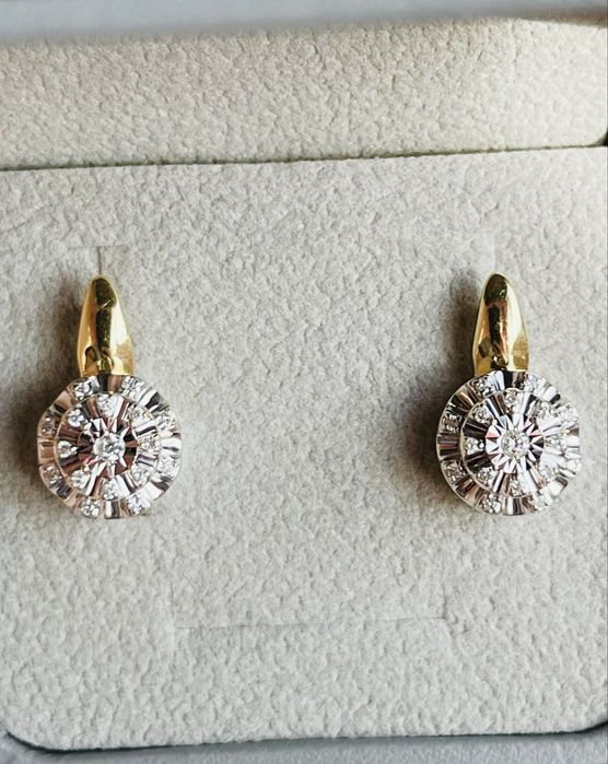 Золотые серьги с бриллиантами 585 Россия