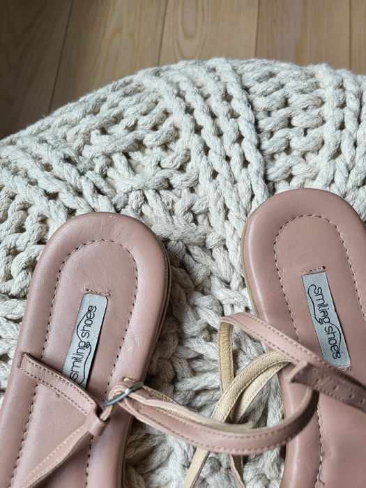 Smiling Shoes sandale piele beige rose marimea 40