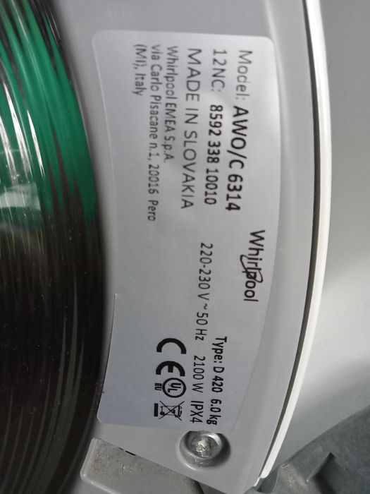 За части. Продавам пералня,Whirlpool’’A+++ AWO/C6314 ; 1200-оборота ; 6кг.-пране.