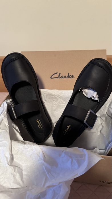 Кожени обувки Clarks, черни, no. 41
