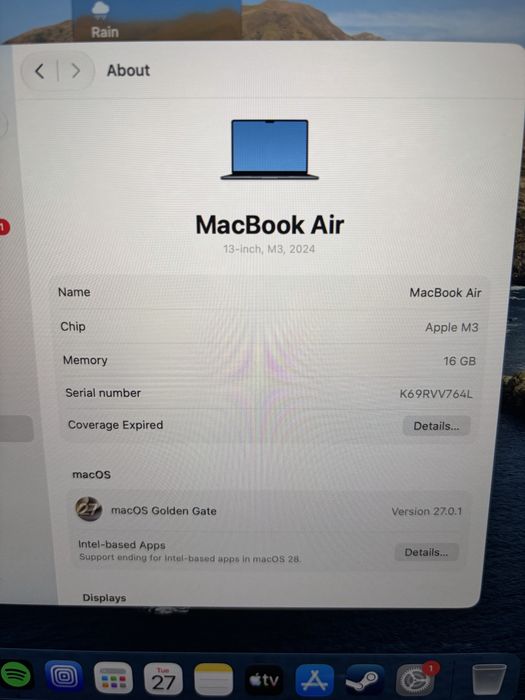 MacBook Air M3 - 16GB RAM, 100% батерия
