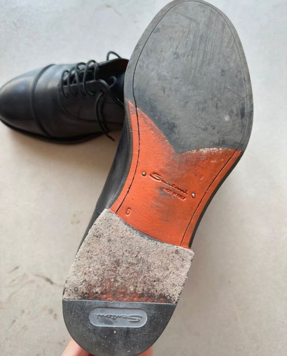 Pantofi Santoni, nr 40, piele neagra