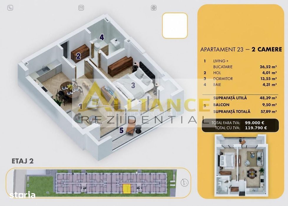 5 Minute Metrou Berceni - Apartament 2 Camere - 58 Mp - 119.790Â¬ — fotografia 1