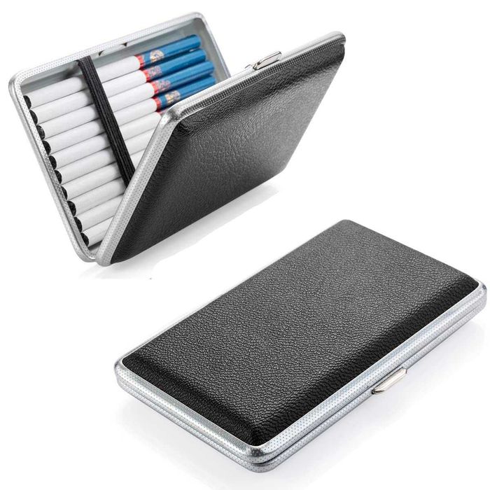 Tabachera eleganta pentru 20 de tigari cu inchidere metalica negru