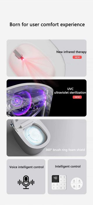 Мултифункционална розова смарт тоалетна L9 с биде подгрев сушене масаж