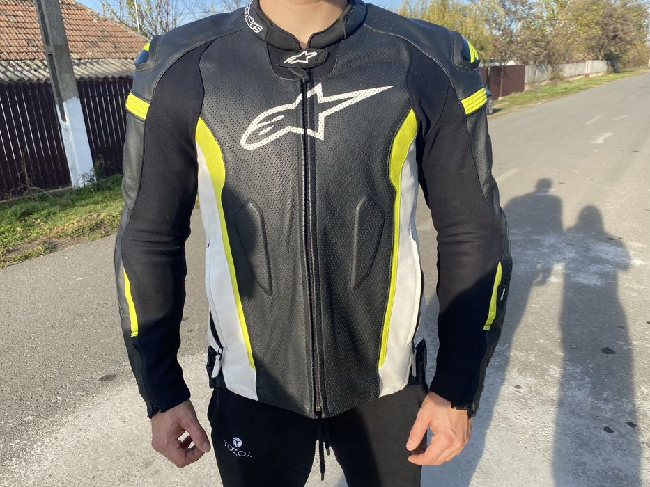 Geaca motociclisti missile tech air compat black white flo yellow