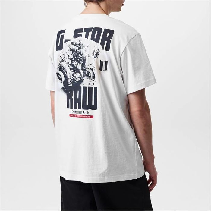 Уникална тениска G-Star Raw Engine Loose L XL нова мъжка бяла