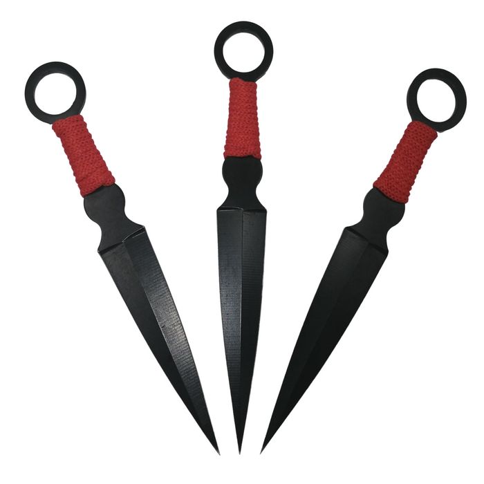 Set trei cutite de aruncat, Black Kunai, otel, teaca inclusa