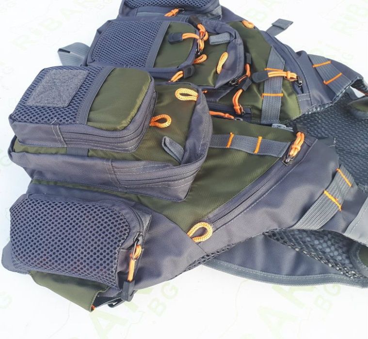 Спининг елек и спасителна жилетка - 2 в 1 ! Регулируем с 11 джоба!