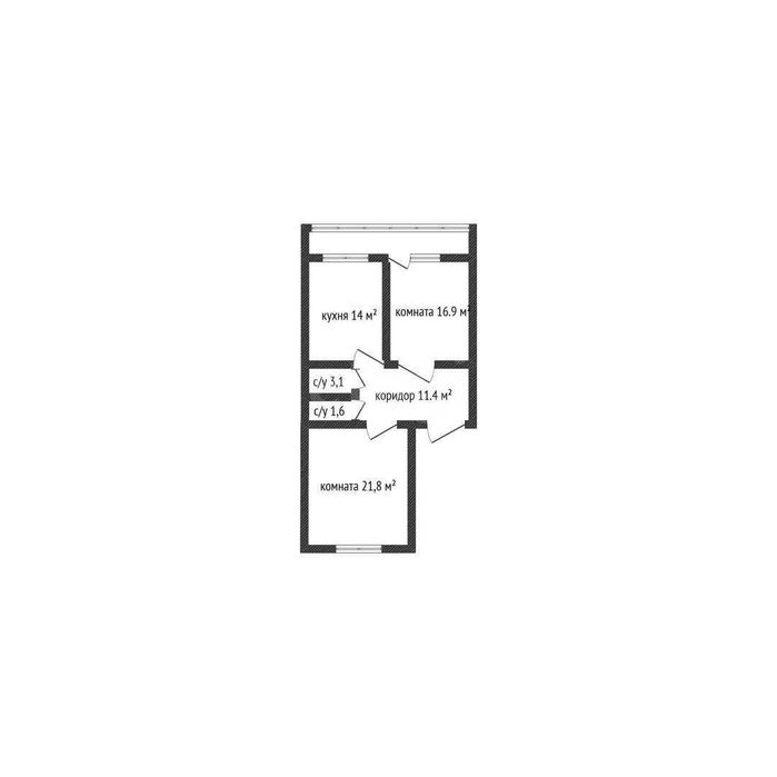 2-комн. квартира, 72.7м², 8-й микрорайон.