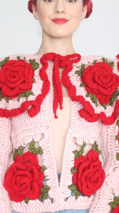 Pulover Handmade Trandafiri