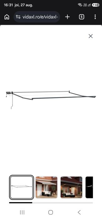 Cadru copertină retractabil electric Antracit 4 × 3 m Aluminiu