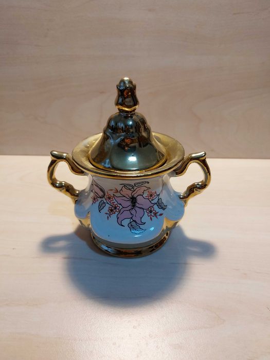 Set complet ceai, cafea portelan aurit 9 piese