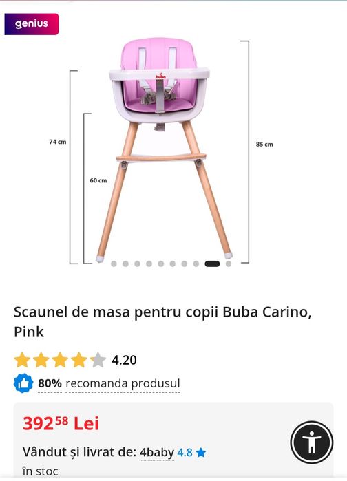 Scaun de masă bebeluși