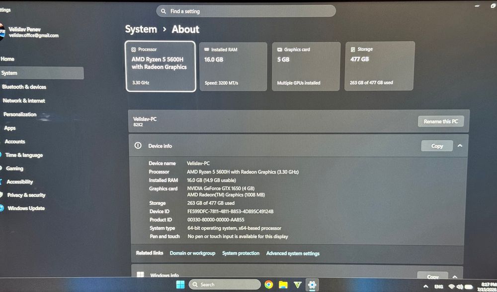 Lenovo Ideapad Gaming 3 Ryzen / Nvidia