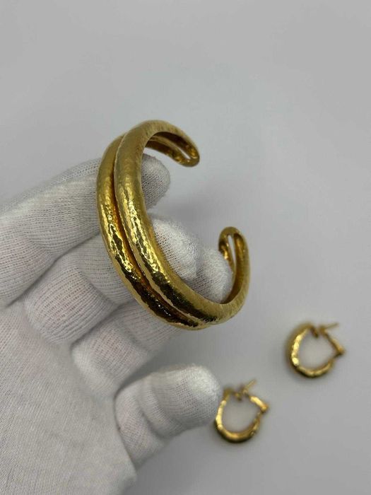 SET AUR 18K - 20K - Bratara + Cercei -Facuti Manual -49.6g -595 lei/gr