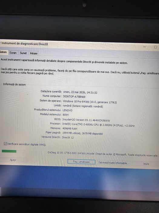 NOU! Laptop Lenovo + Geanta - I3 gen 6 - 4GB RAM