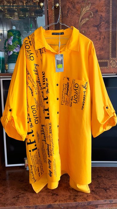 Желтая летняя рубашка женская