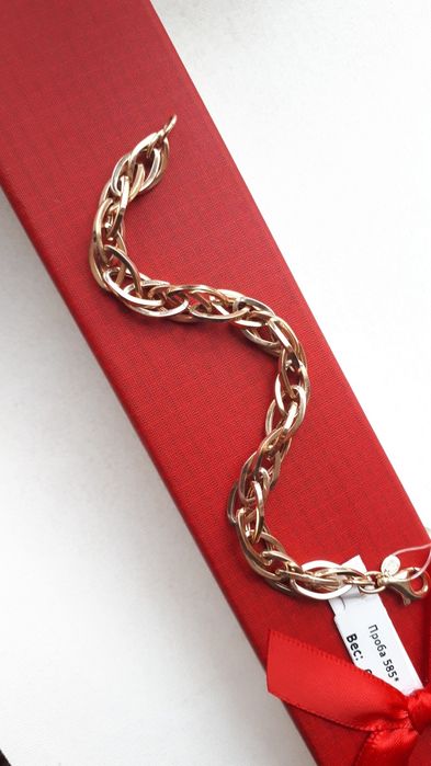 браслет золото, новый, фанон завод, 585-п, 6.69-грам 18-см, хороший по