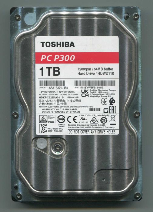 1 ТБ Жесткий диск Toshiba P300 [HDWD110UZSVA]