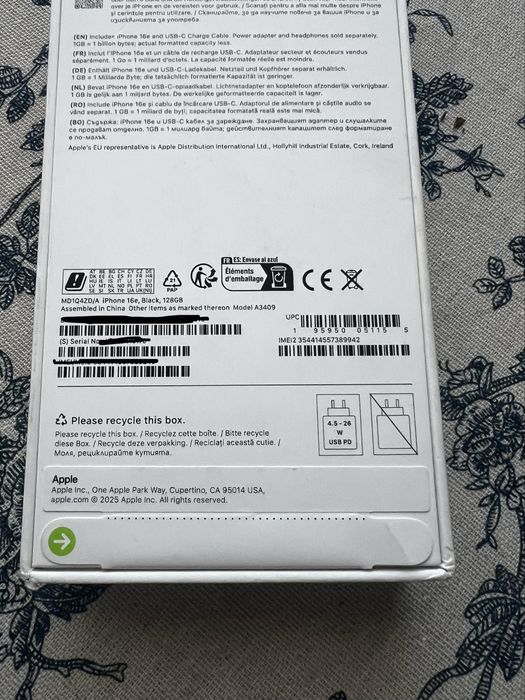 iPhone 16e 128GB Black / Negru – Nou Sigilat, Liber de rețea